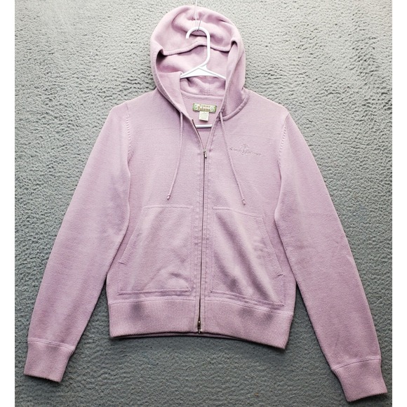 Tommy Bahama Tops - Tommy Bahama Hoodie Women Small Pink Knit Long Raglan Sleeve Drawstring Full Zip